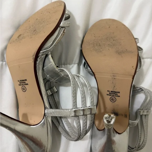 Silver Rhinestone Strappy Heels - Picture 5 of 7